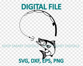 Bass Fishing Svg, Fishing Rod SVG,  Fishing t-shirt SVG, Digital Download for Cricut, Silhouette, Glowforge, svg dxf png eps cut files
