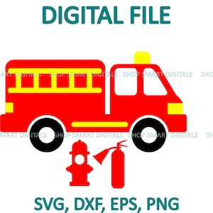 Camion dei pompieri SVG / Semplice file di taglio per camion dei pompieri / vinile, clipart / Download per Cricut, Silhouette, Glowforge, Cameo, licenza commerciale