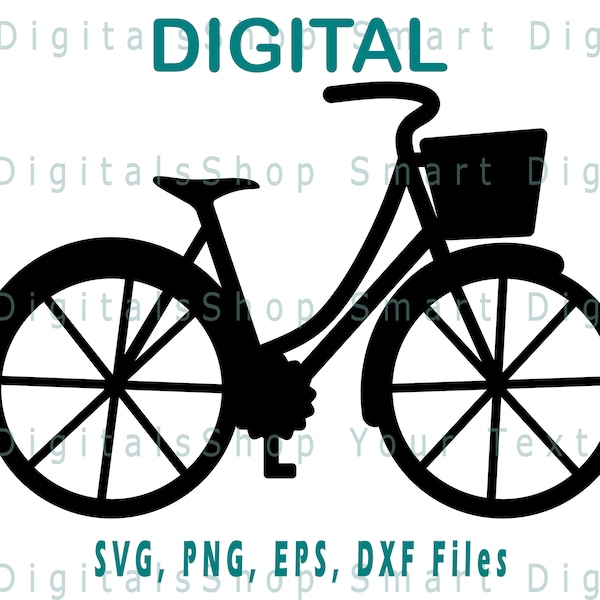 Bicycle Svg | Bike Svg | Bicycle with Basket Retro Svg| Cut file for Cricut, Silhouette, Glowforge | svg png dxf eps | Decal, Sticker, Vinyl