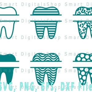 Tooth Monogram Svg Bundle / Tooth Teeth Dental cut file / Descarga digital para Cricut, Silhouette, Glowforge/ svg png dxf / Uso comercial