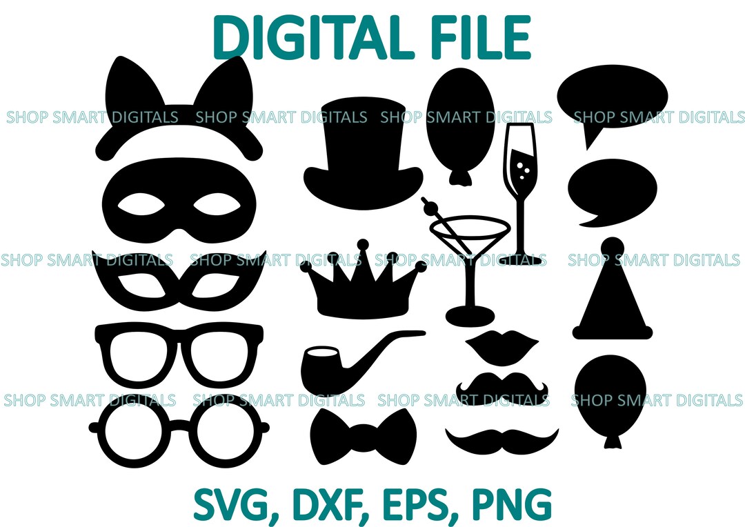 Party Props SVG Bundle, Photo Booth Props SVG Cut Digital Download for