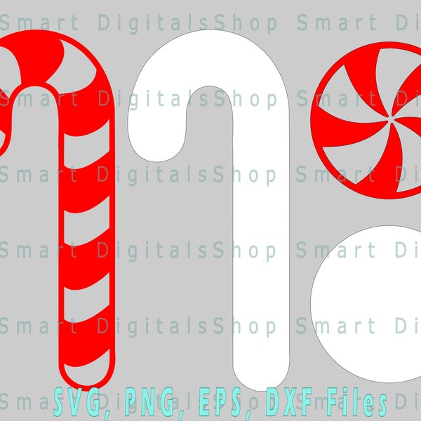 Bonbons des Fêtes SVG | Fichier de coupe de bonbons de Noël à la menthe poivrée | Téléchargement pour Cricut, Silhouette, Glowforge, Cameo, Licence commerciale
