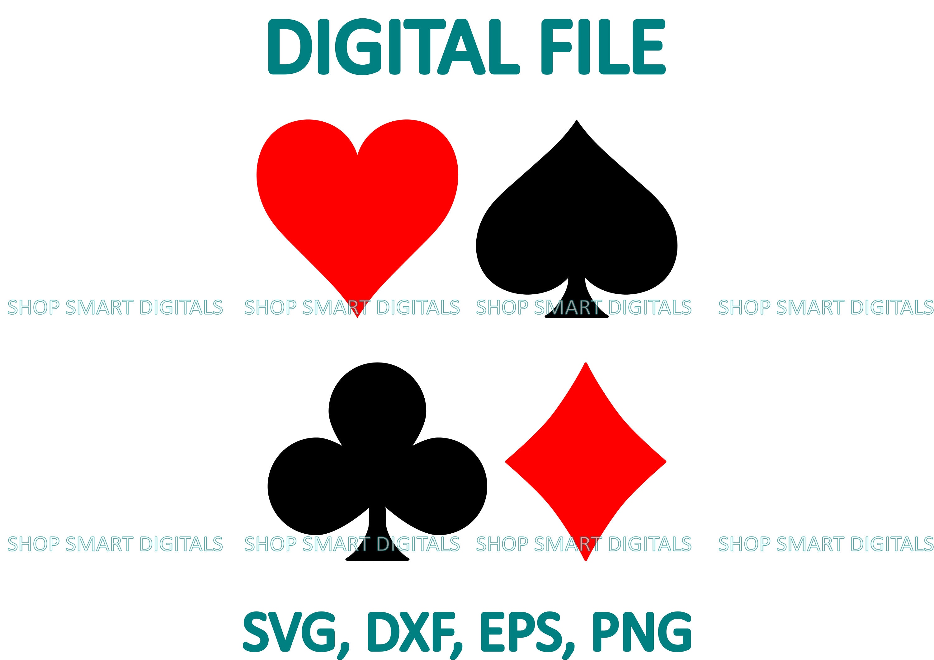 Card Suits Svg, Playing Card Suits, Clip Art Vector Digital Download for  Cricut, Silhouette, Glowforge Svg Png Eps Dxf 