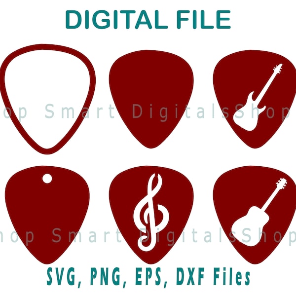 Guitar Pick bundle svg | Guitar  pick cut file | Digital Download for Cricut, Silhouette, Glowforge | svg png dxf | Commercial use