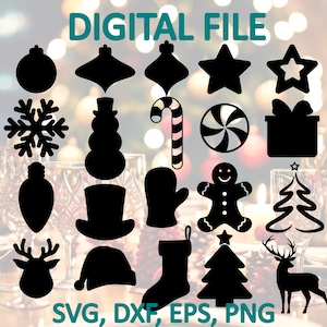 KERST Svg-bundel | Kerst gesneden bestand | Kerstclipart | Downloaden voor Cricut, Silhouette, Glowforge, Cameo, commerciële licentie