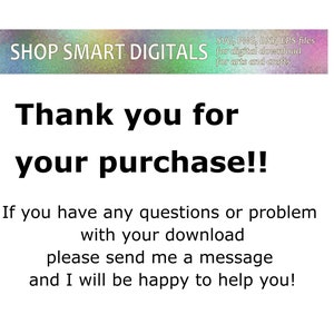 Pu&ograve; includere: Grazie per l'acquisto! Se hai domande o problemi con il tuo download, per favore inviami un messaggio e sar&ograve; lieto di aiutarti.