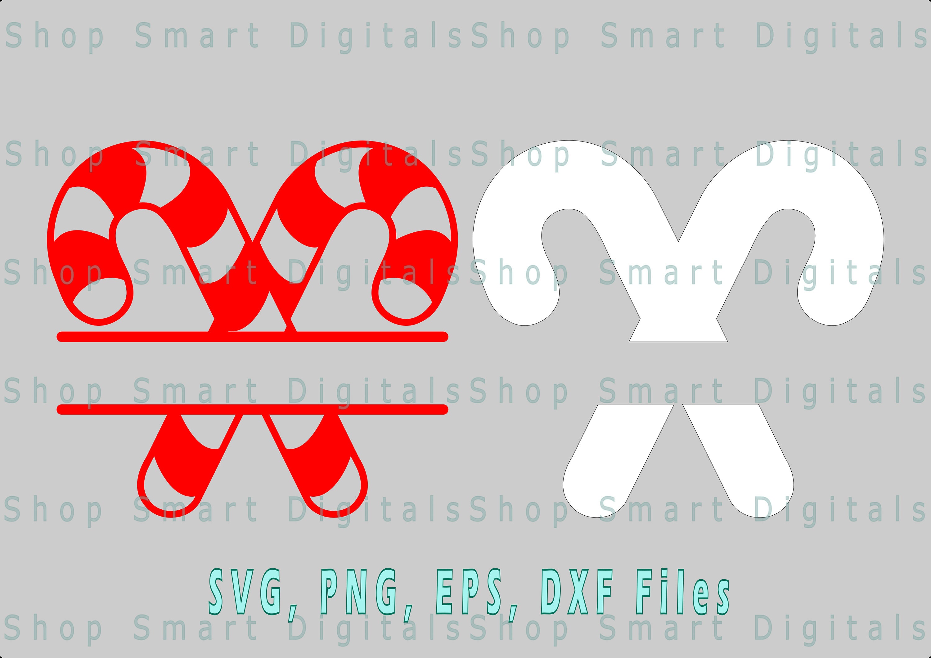 Holiday Candy Monogram SVG | Peppermint Candy Cane Cut File | Download ...