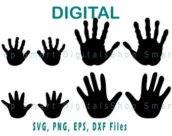 Hand Print SVG, DXF, Baby Kids Adult Hand Print PNG, Cut File, School,Art | Instant Download for Cricut, Silhouette, Glowforge | svg png dxf