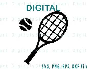 Tennisracket svg-bestand | Eenvoudige tennisracket vectorbestanden | Tennissvg | Downloaden voor Cricut, Silhouette, Glowforge| svg png dxf eps-bestanden