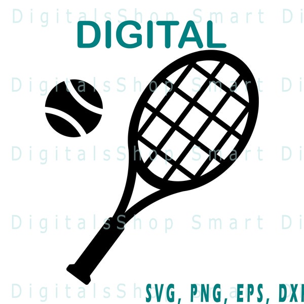 Tennis Racket svg File | Simple Tennis Racket Vector Files | Tennis svg |  Download for Cricut, Silhouette, Glowforge| svg png dxf eps files