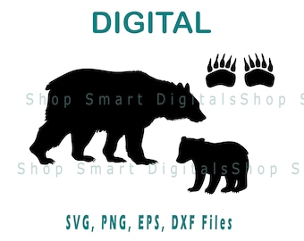 Bear SVG / Mama Bear Svg / Bear Silhouette / Bear Cut File para Cricut SVG, Clipart, Cut Files,Silhouette, Cricut, Vector, Png, svg, dxf, eps
