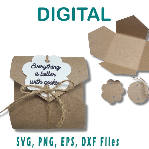 Einfache Cookie Box Vorlage SVG | Keksbox Plotterdatei |  kein Kleber |  Für Cricut, Silhouette, Glowforge, Cameo