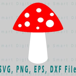 Mushroom SVG | Simple Mushroom Cut File | Red Mushroom | Fall Svg | Clipart | Vector | Digital Download| svg, png, dxf, eps