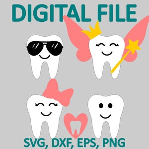 Tandenfee tas design bundel | Tooth Pouch Designs - Cut Files -Download voor Cricut, Silhouette, Glowforge | svg-png-dxf | Commercieel gebruik