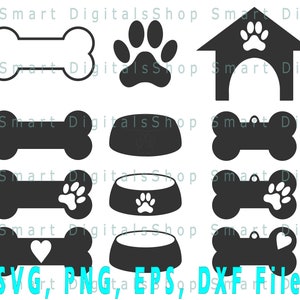 Hondenbot Svg, Hond Svg, Paw SVG, Kennel svg, Bundel, Dog Paw Print, Dog tag, Animal Print, Cut Files voor Cricut, Silhouet