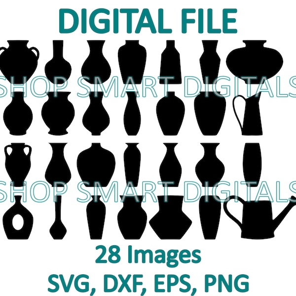 Pottery Vase Bundle SVG | Vase Silhouette Pack | Jar- Cut Files -Download for Cricut, Silhouette, Glowforge | svg png dxf | Commercial use