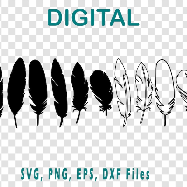 Feathers Cut File | Feathers svg  png dxf eps for Cricut, Silhouette, Glowforge | Digital Download | commercial licence