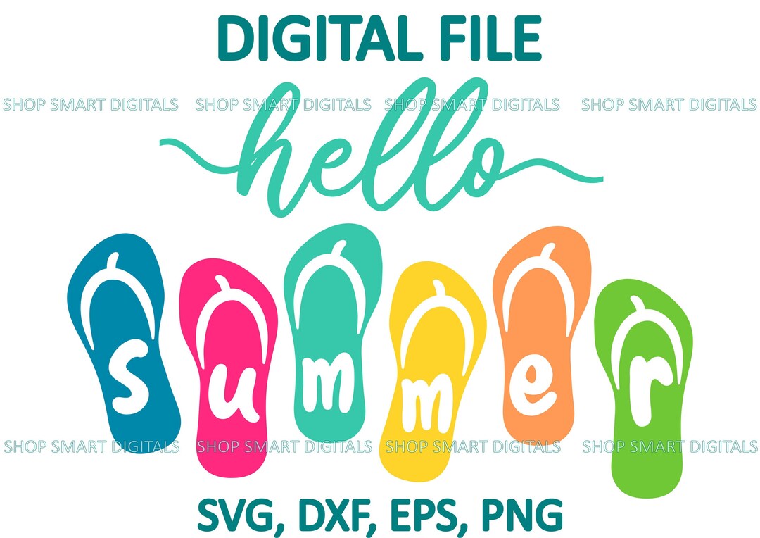 Hello Summer Flip Flops SVG Summer Sign Cut File Clipart Download for ...