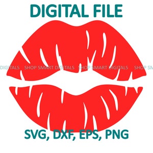Lips Svg Cut File| Red Lips Clipart | Kiss SVg | Digital Download for Cricut, Silhouette, Glowforge | svg png dxf eps