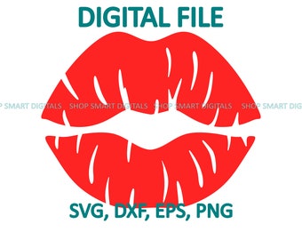 Lips Svg Cut File| Red Lips Clipart | Kiss SVg | Digital Download for Cricut, Silhouette, Glowforge | svg png dxf eps