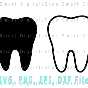Dente SVG | Arquivo de corte dentário de dentes | Download digital para Cricut, Silhouette, Glowforge | svg png dxf | Uso comercial