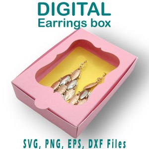 Earrings  Box template SVG | Classic Box display Cut File | Display Box svg | Gift box svg png dxf  Cricut, Silhouette, Glowforge, Cameo