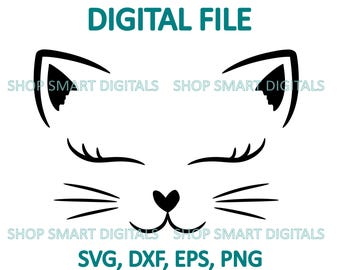 Cat Face - Kitten whiskers - Cute Kitty Eyelashes  -Cut File - Personal and Commercial Use - Digital -Cricut, Silhouette | svg png dxf eps