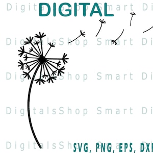 Pusteblume svg | Pusteblumen Schnittdatei | Florale Svg | Digitaler Download für Cricut, Silhouette | svg png dxf eps