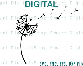 Diente de león svg / Archivo de corte de diente de león / Floral svg / Descarga digital para Cricut, Silueta / svg png dxf eps