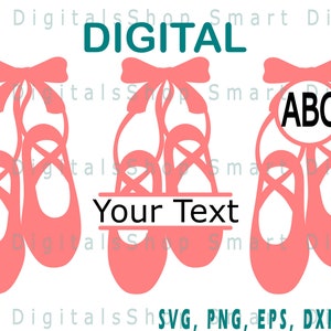 Ballettschuhe Monogramm SVG | Ballettschuhe Monogramm Datei | Ballerina SVG | Digitaler Download für Cricut, Silhouette | svg png dxf eps