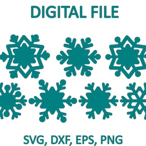 Paquete de copo de nieve SVG / Archivo de corte de copo de nieve simple / Descargar para Cricut, Silhouette, Glowforge, Cameo, licencia comercial