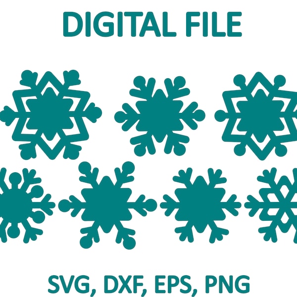 Paquet de flocon de neige SVG | Fichier de coupe de flocon de neige simple | Télécharger pour Cricut, Silhouette, Glowforge, Cameo, Licence commerciale