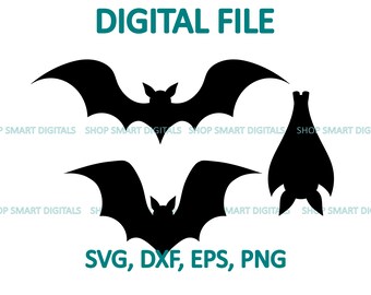 Bats SVG,  Halloween Clipart, Flying Bats, Hanging bat  Svg, Png, Dxf, Files for Cricut, Glowforge,  Silhouette, Cameo, Commercial Use