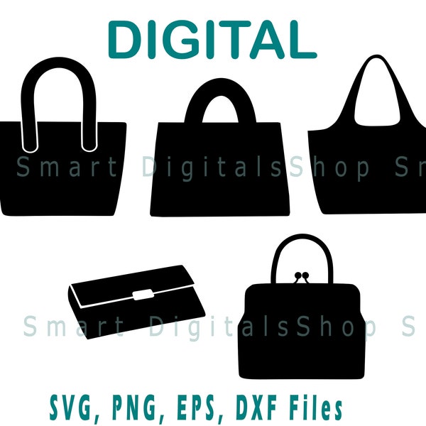 Purse Clipart, Purse SVG, Handbag Clipart, Handbag for Cricut, Silhouette, Glowforge | svg png dxf eps files