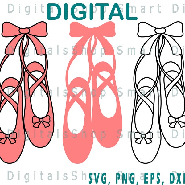 Ballet Shoes SVG  | Ballet Shoes Cut File | Ballerina SVG | Dance svg | Digital Download for Cricut, Silhouette | svg png dxf eps