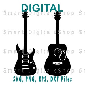Gitaar svg | Gitaar geknipte vijl | Digitale download voor Cricut, Silhouette, Glowforge | svg png dxf | Commercieel gebruik