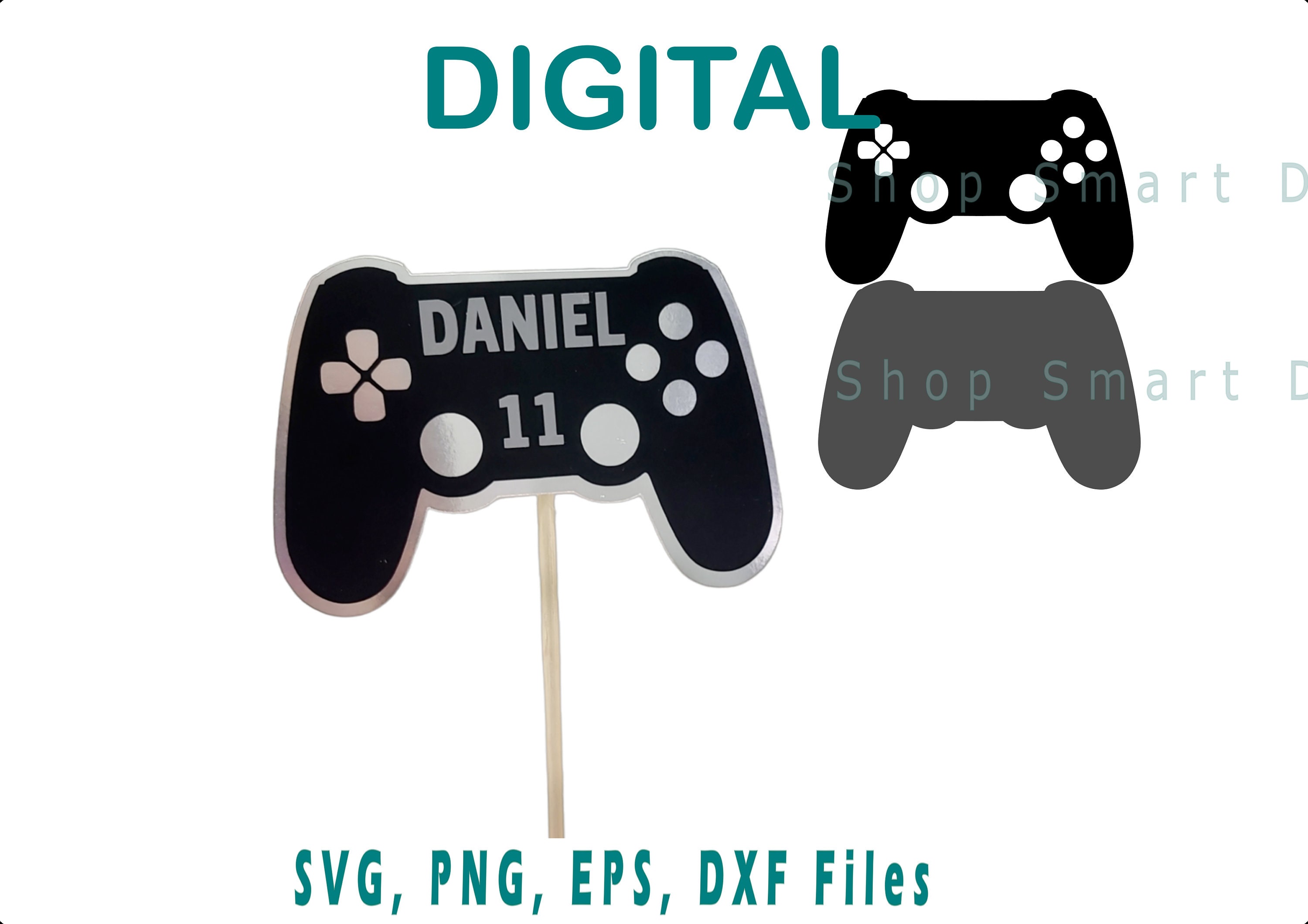 Gamer Cake topper cut file | Game controller svg | Boys Cake topper Cut File |  For Cricut, Silhouette, Glowforge| svg png dxf eps files