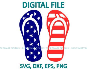 Flip Flops  US Flag svg | 4th of July SVG |  Patriotic SVG| Digital Download for Cricut, Silhouette, Glowforge | svg png | commercial use