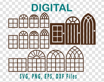 Windows Clipart, Windows SVG, Windows and Doors cut file for Cricut, Silhouette, Glowforge | svg png dxf eps files