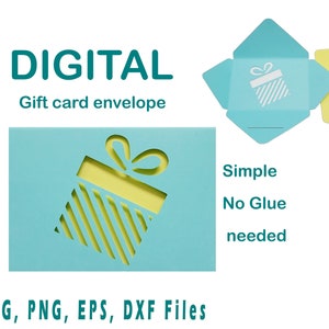 Porta-cartões de presente SVG | Arquivo de corte de porta-cartão de presente simples | Cartão-presente svg sem cola | Cartão de aniversário | Para Cricut, Silhouette, Glowforge, Cameo