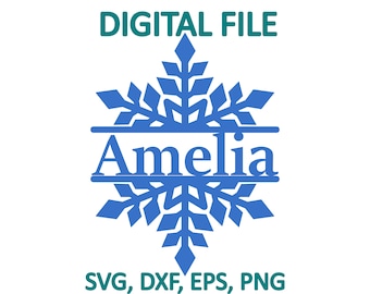 Snowflake Monogram SVG | Snowflake Cut File | Snowflake Name Frame | Download for Cricut, Silhouette, Glowforge, Cameo, Commercial licence