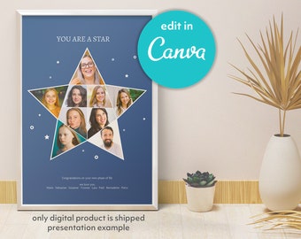 Photo collage "star" Canva template (A4/Letter format)
