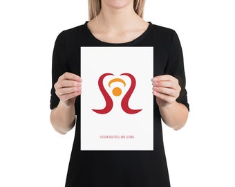 Poster affirmation with affirmation symbol "I am powerful and healthy"