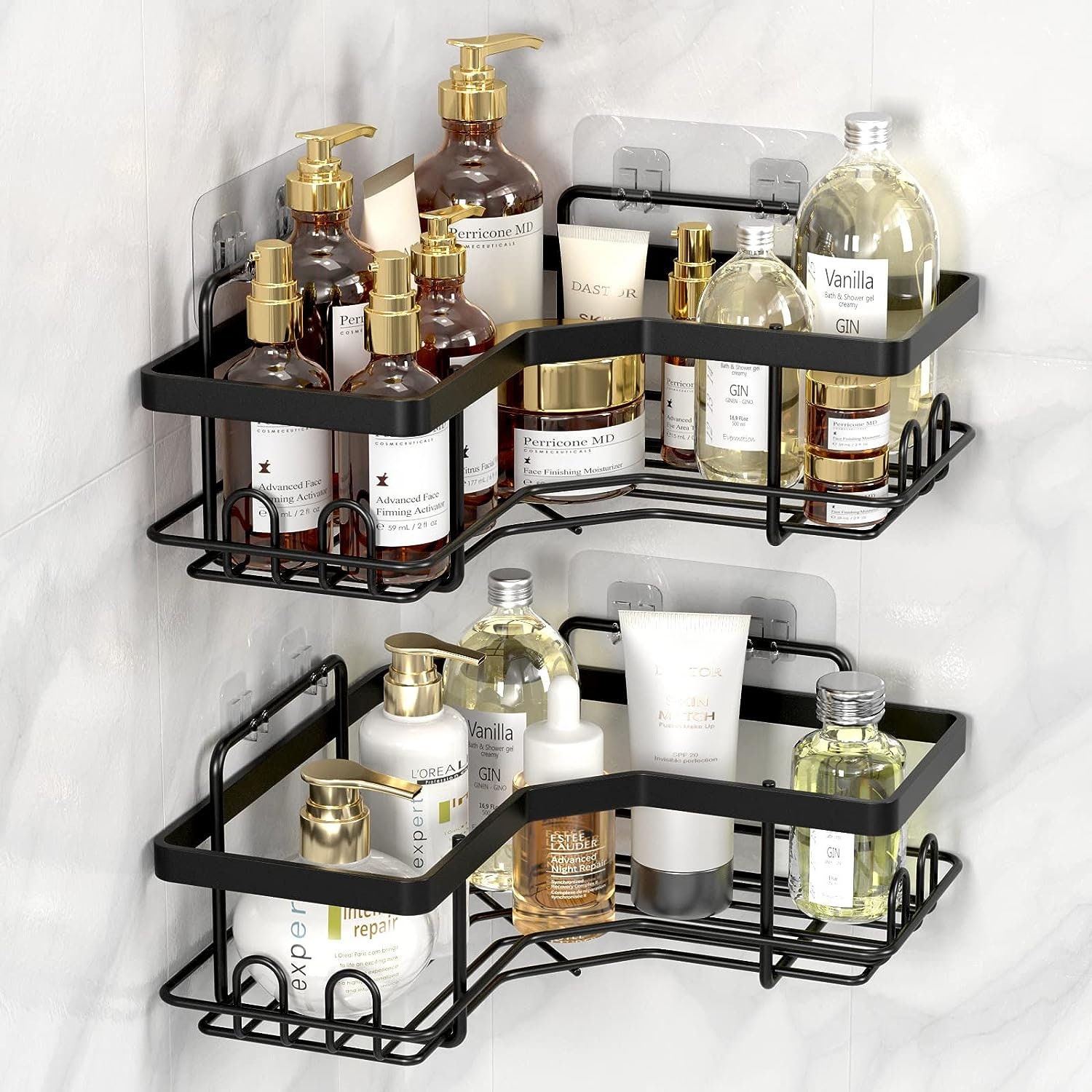Bathroom Organiser Shower Caddy, Wall Shelf with Stick on Adhesive Pads 3  Tiers