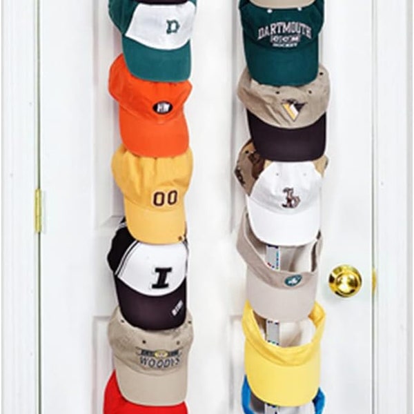 Cap Rack18 Over-The-Door Hat Rack and Organizer |Baseball Cap Rack |Hat Rack Stand |Hat Rack for Door |Hat Rack for Closet |Two Straps