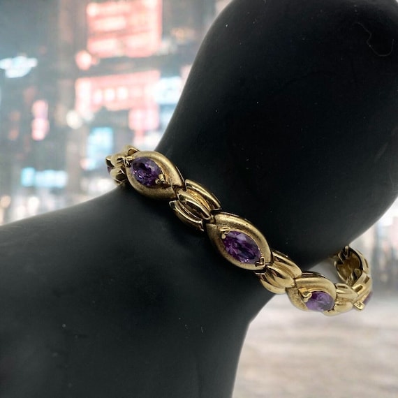 Vintage Purple Sapphire Tennis Bracelet Vintage G… - image 1
