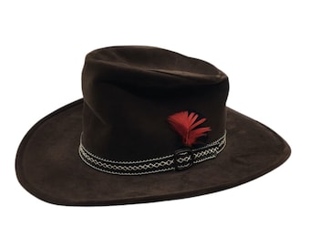 Bailey U-Rollit Western Cowboy Embroidered Hat Band Feather Felt Brown Size 7.25