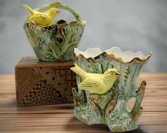 花瓶・フラワースタンド FRANKLIN PORCELAIN Meadowland Bird Vase A