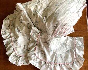 Full Size Comforter Reversible 2 Ruffle Pillow Shams Pink Rose Bows Cottage Core