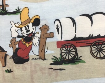 Disney Home Drapery Lil Buckaroo Mickey Cowboy Western Ranch 4 Panels 4 Tie Back